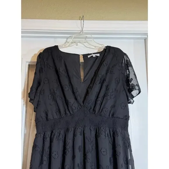 NWT Baltic Born Women Black Evelyn Smocked Maxi Dress Long Sleeve Romantic - Picture 9 of 12